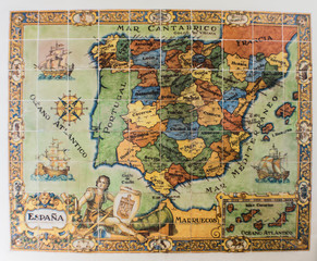 Old map of Spain and Portugal