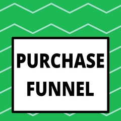 Writing note showing Purchase Funnel. Business concept for consumer model which illustrates customer journey Big square background inside one thick bold black outline frame