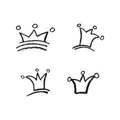 Hand drawn vector crown set on white background.