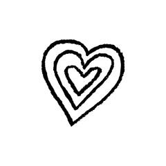 Hand drawn vector heart on white background.