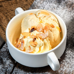 vanila ice cream in white cup