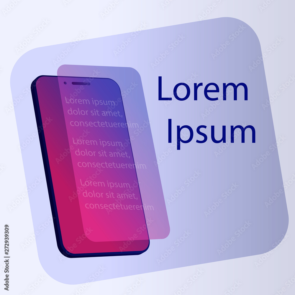 Poster Realistic smartphone with text on the screen