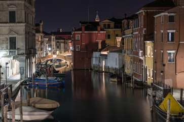I canali di Chioggia (Venezia) notturno