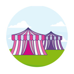 circus tents carnival in frame circular