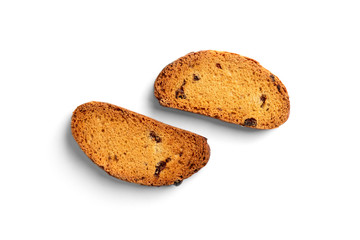 Crispy rusk isolated on white background.