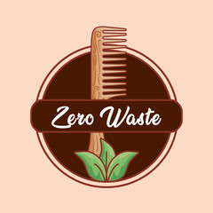 hair comb wooden with natural leafs