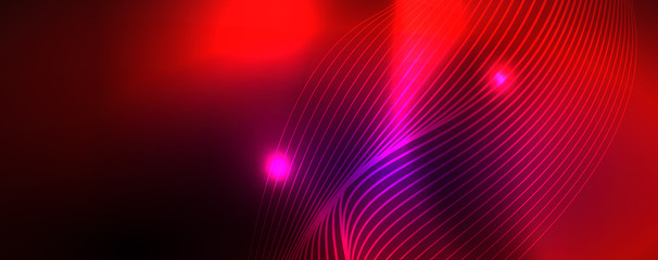 Obraz premium Neon vector wave lines abstract background, magic futuristic techno design