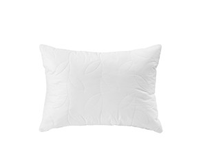 White soft pillow with the leaves pattern isolated.