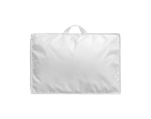 White duvet in the bag isolated. Duvet packed in to the PVC bag