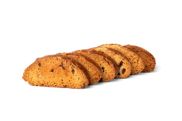 Crispy rusk isolated on white background.
