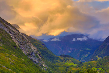 Northern highlands, scandinavian rocks, clody sky and mountians, norwegian landscape