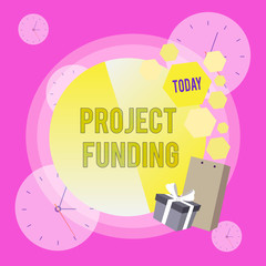 Conceptual hand writing showing Project Funding. Concept meaning paying for start up in order make it bigger and successful Greeting Card Poster Gift Package Box Decorated by Bowknot