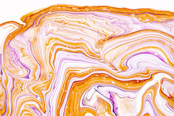 Purple and orange vibrant abstract marbled texture. Luxurious granite, natural stone wave pattern.