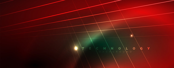 Vector neon light lines concept, abstract background