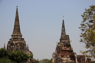 Fototapeta premium Buddhism Sacred Place. Old Temple And Stupas In Historical Park Ayutthaya Thailand 