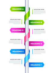 Six step, timeline infographic layout with headline description, using for Business Infographic presentation or chart.