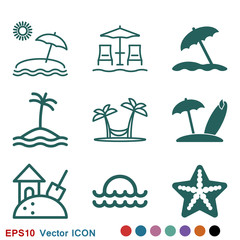 Beach icon vector of vacation and tourism, summer symbol