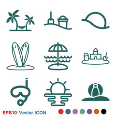 Beach icon vector of vacation and tourism, summer symbol