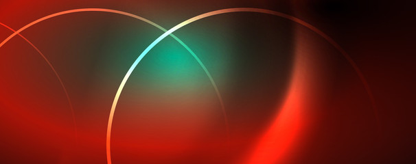 Shiny neon lines template - northern lights glowing blur lines. Futuristic style glow neon 80s disco club or night party techno template