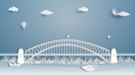 landscape of Landmarks on paper cut style.