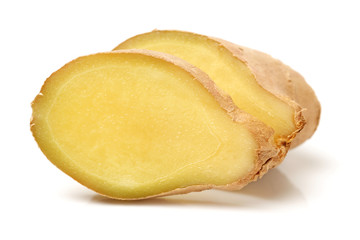 fresh ginger on white background 