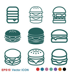 Burger icon vector of fast food set for UI and UX, website or mobile application