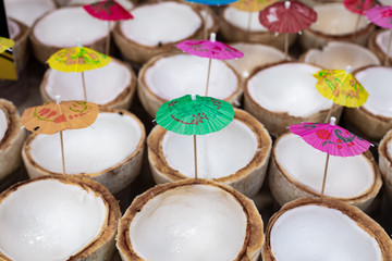 Exotic coconut drinks. Coconut cocktails.