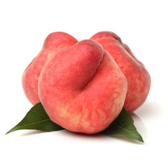 chinese flat peaches on white background 