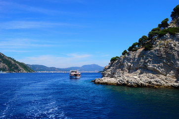 amazing clear waters of the Aegean Sea and the rocks