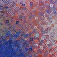Obraz premium Artistic sketch backdrop material. Abstract geometric pattern. Chaos and random. Modern art drawing painting. 2d illustration. Digital texture wallpaper. 