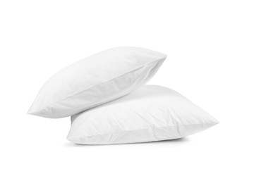 Two white pillows isolated, pillows on a white background