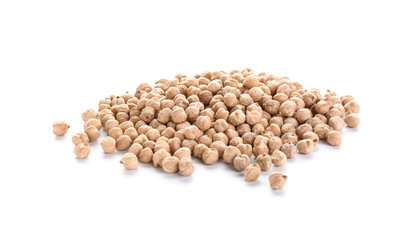 Raw chickpea on white background