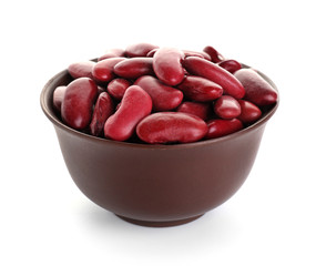 Raw beans on white background