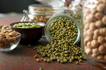 Assortment of legumes on table