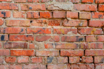 Texture, brick, wall, it can be used as a background. Brick texture with scratches and cracks