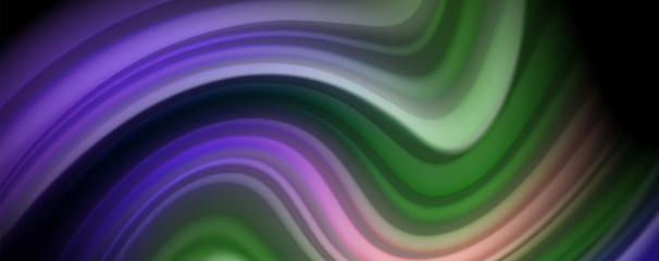 Modern rainbow liquid color flow colorful poster. Wave Liquid shape in black color background. Abstract composition