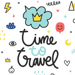 Fototapeta premium Vector summer doodle poster with phrase