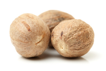 nutmeg fruits isolated on a white background