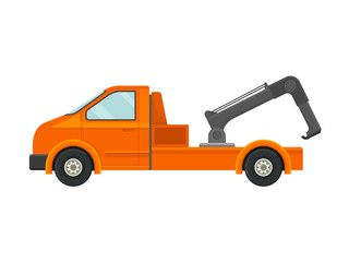 Tow truck with a crane. Vector illustration on white background.