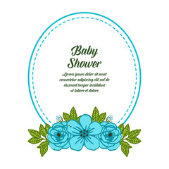 Vector illustration abstract of blue rose wreath frame for template baby shower