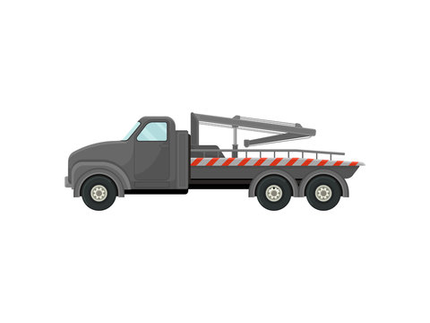 Gray tow truck with a stripe. Vector illustration on white background.