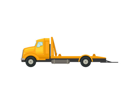 Empty tow truck with platform. Vector illustration on white background.