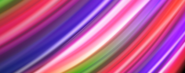 Fluid liquid color wave lines, glowing colorful light effect, abstract composition template. Geometric technology abstract pattern. Movement concept