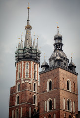 Towers of St. Mary's Basilica in Krakow