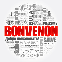 Fototapeta premium Bonvenon (Welcome in Esperanto) word cloud in different languages
