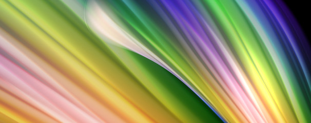 Fluid liquid color wave lines, glowing colorful light effect, abstract composition template. Geometric technology abstract pattern. Movement concept