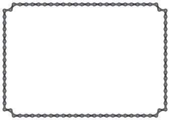 Vector realistic bike chain. A4 frame line. Isolated on white background.