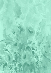 A bouquet of flowers in watercolor. Vintage postcard, banner, poster, sticker, image. Beautiful, fashionable flowers, buds. Poppy, mimosa, hydrangea, wild flowers and herbs. Summer bouquets. Abstract 