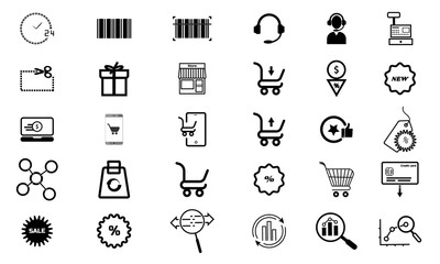 E-commerce icon set for online shopping and personal choice