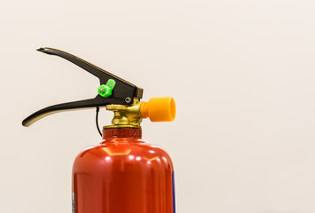 Fire extinguisher isolated closeup view on white background